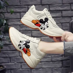 Disney-zapatos de dibujos animados de Mickey y papá para niña, zapatillas deportivas con plataforma, informales