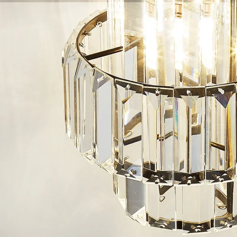 Light Luxury Crystal Pendant Lights Bedroom Bedside Lighting Fixture Entrance Balcony Lamp