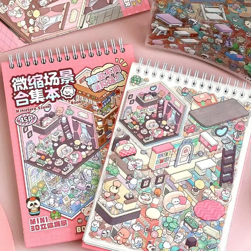 L41f 20 in 1 Stiker Estetika Kartun Buku Stiker Lansekap Buku Stiker Dekoratif