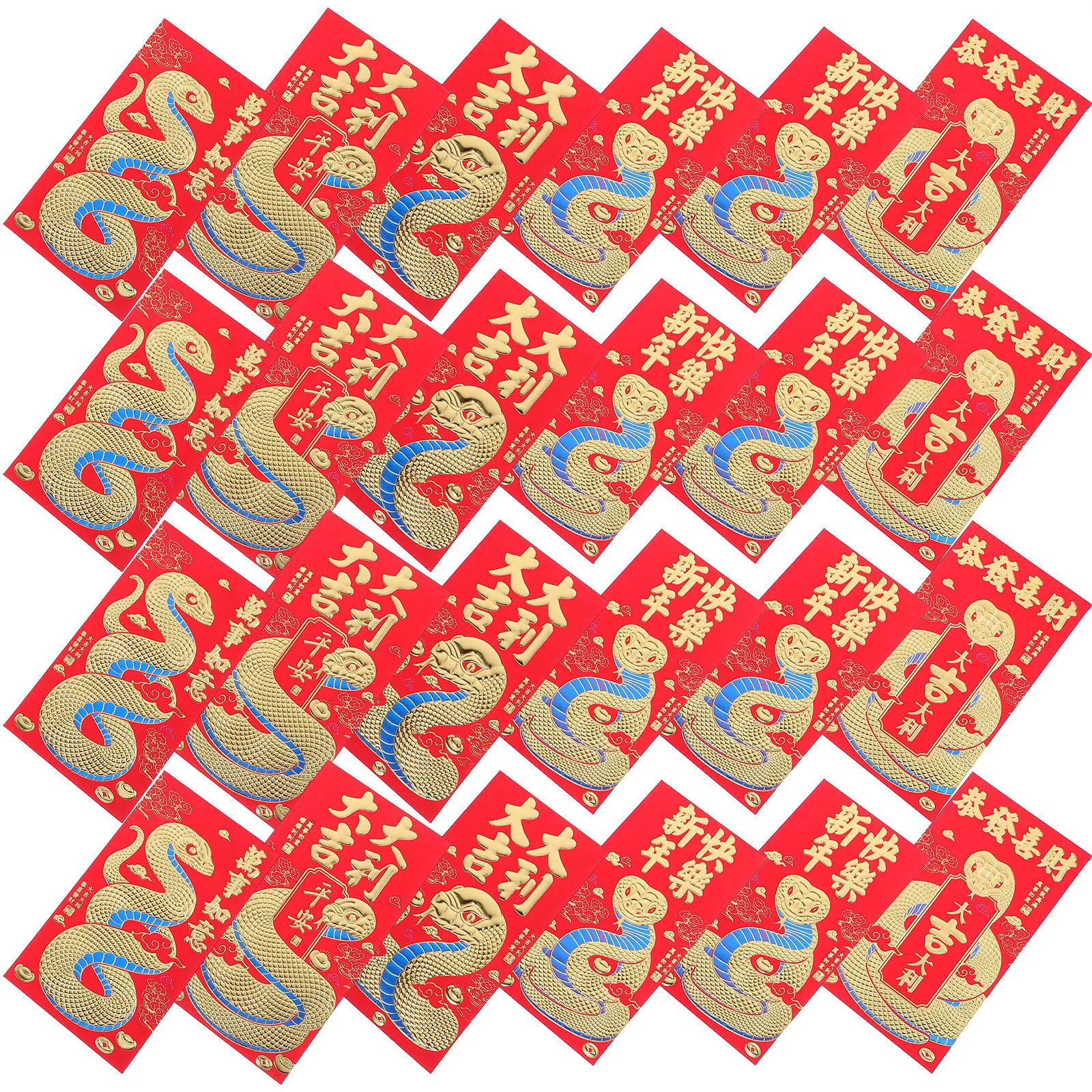 24pcs Red Envelopes Snake Zodiac Cartoon Lucky Money Chinese New Year Wedding Cash Envelopes Elegant Design Traditional Gift
