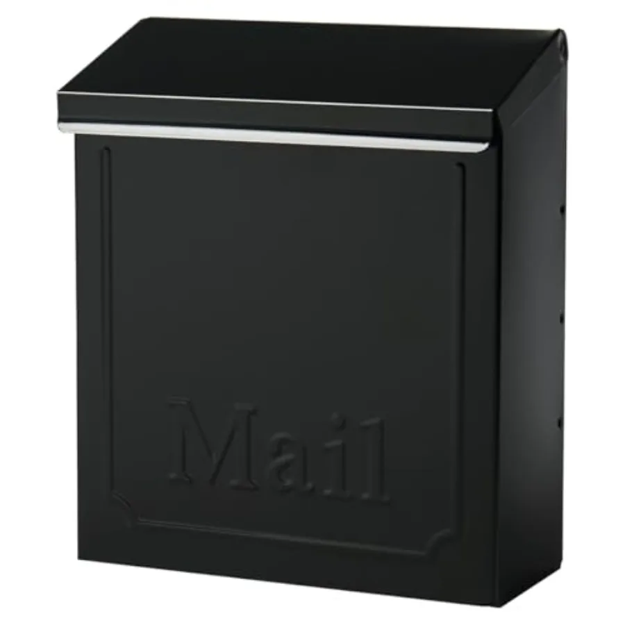 

Townhouse Vertical Small Capacity, Galvanized Steel Wall Mount Mailbox, 4.1 x 8.6 x 10.1 inches, Black