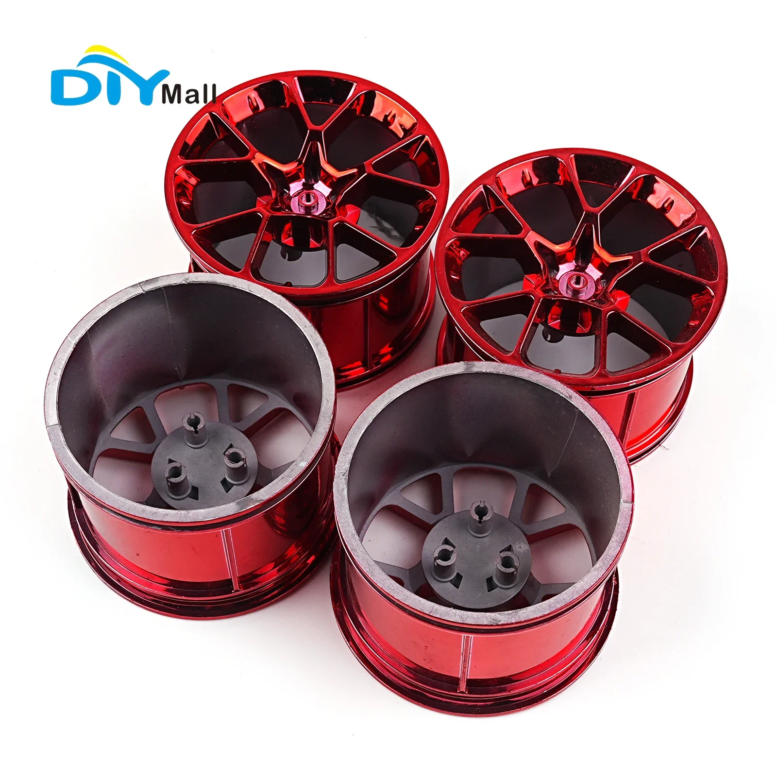 4PCS red electroplated wheel hub compatible with legoeds MOC 20086