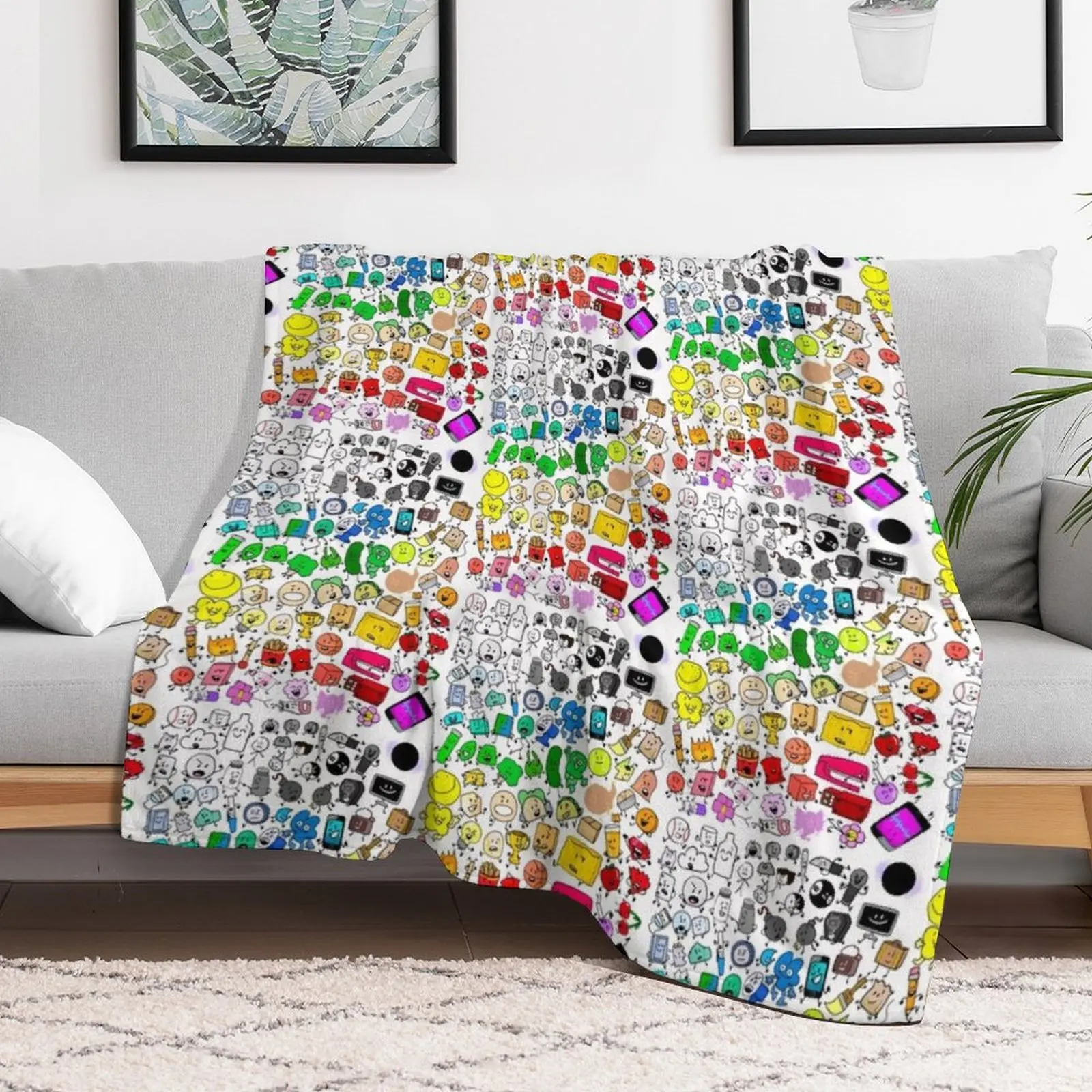 

BFDI Inanimate Insanity All Characters (Transparent) Throw Blanket Decorative Beds Single valentine gift ideas Thins Blankets