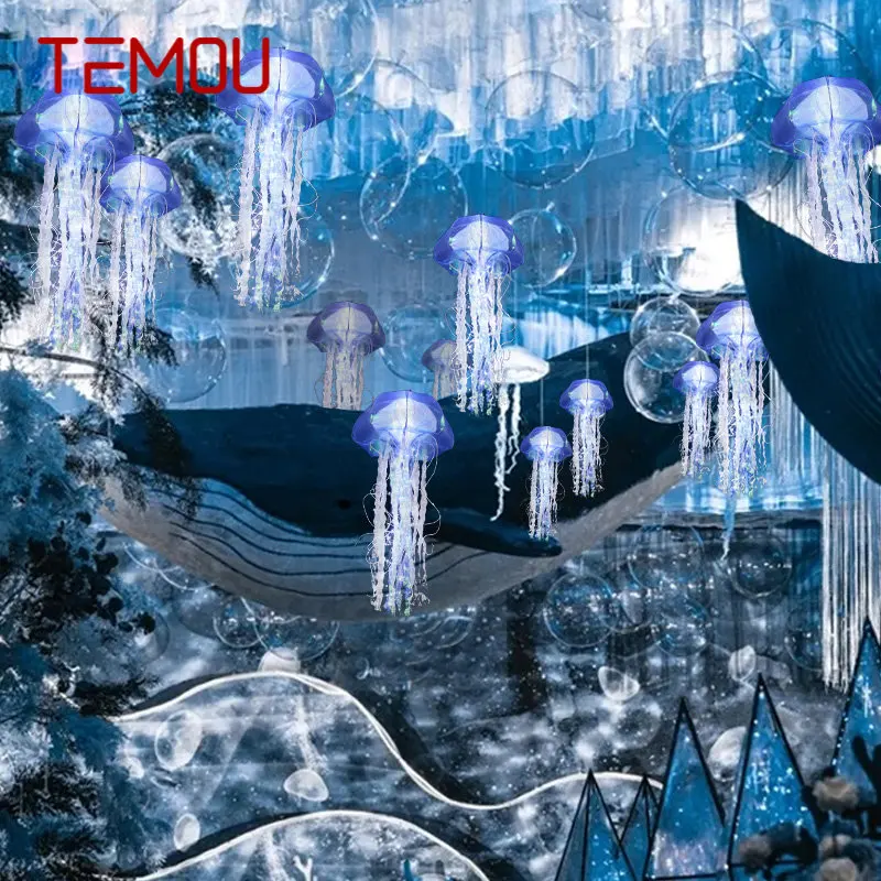 TEMOU-luz colgante de medusas de simulación colorida, lámpara de boda de océano DIY, diseño de escena, Centro Comercial Grande, decoración de Hotel, nuevo