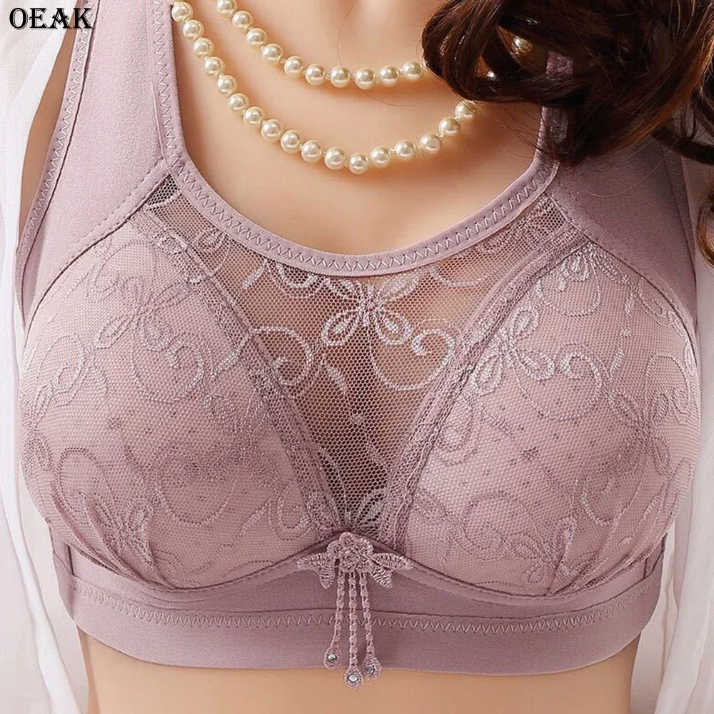 Full cup thin Anti-sagging underwear plus size wireless lace Women's sports bra breast cover Receiving auxiliary milk Lace B