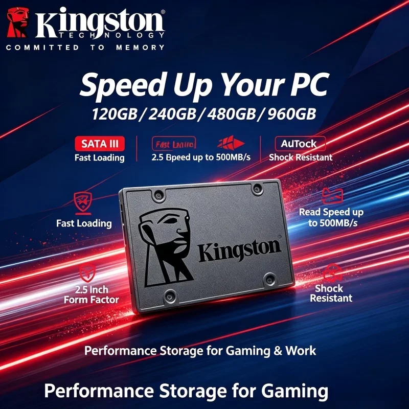 Kingston A400 2.5 Inch Fast Ssd Storage Disk Replace Old Hard Drive for Student Laptop Office Desktop Pc Device SATA3