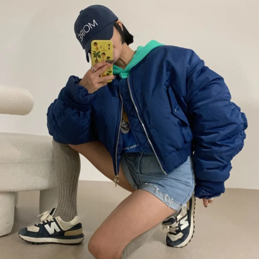 Jaet ort – manteau de Baseball en coton pour femmes coréennes, ample et chaud, rétro, haut ort, vêtements d'hiver polyvalents