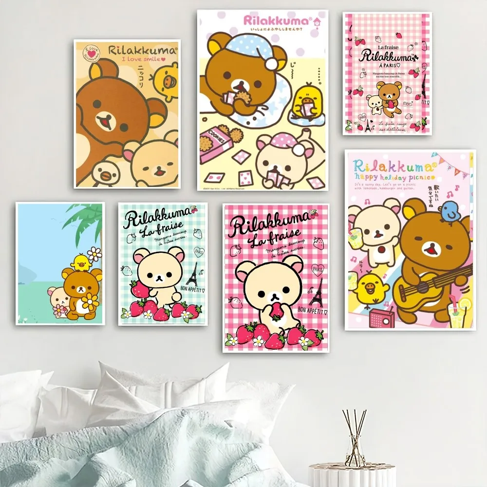 Kawaii Rilakkumas Poster Home Room Decor Livingroom Bedroom Aesthetic Art Wall Painting Stickers