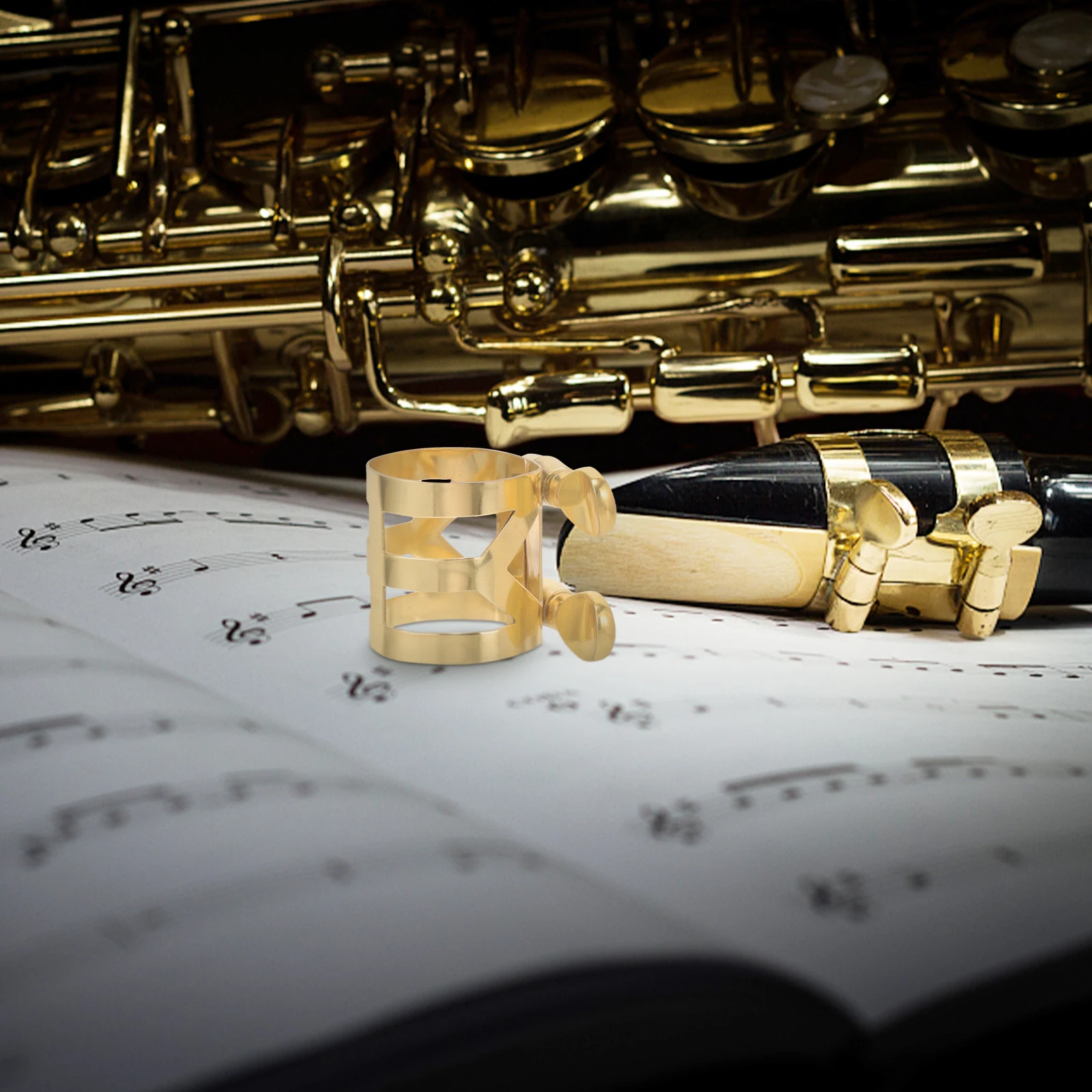 

Adjustable Saxophone Clip Ligature For Alto Sax Metal Wind Instrument Accessory Clarinet Fastener Durable Reed Mouthpiece Clamp