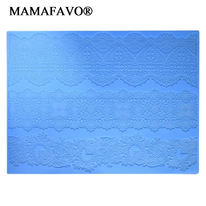 High Quality 3 Kinds Lace Flower Silicone Mold Wedding Birthday Cake Border Decoration Fondant Surround Food Grade Mat Baking