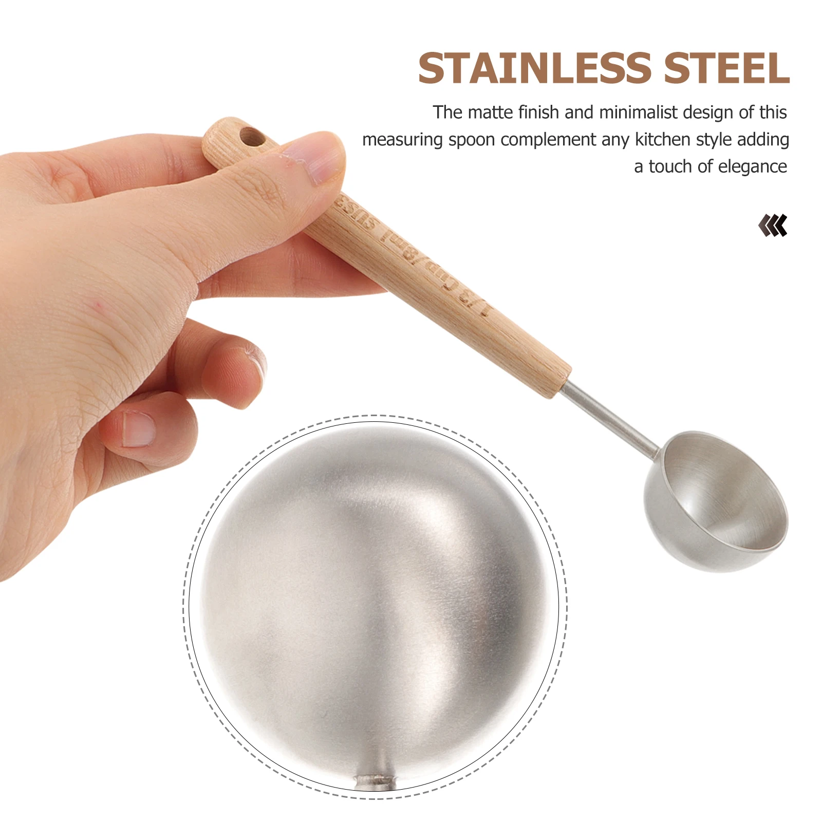 

Stainless Steel Measuring Spoon 8Ml Wooden Handle Anti-Slip Coffee Scoop Baking Cooking Kitchen Seasoning Tool