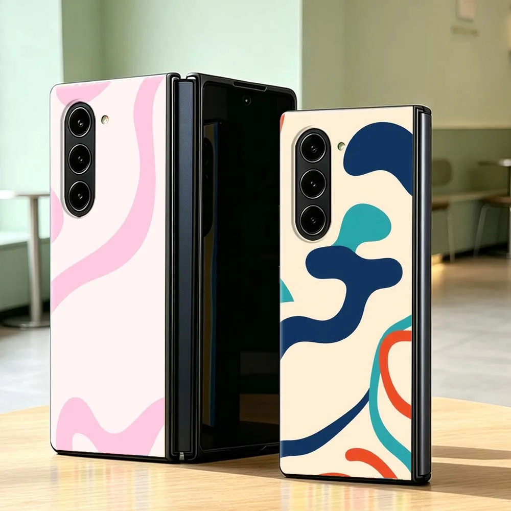 Art Abstract Patterns Cover Phone Case For Samsung Galaxy Z Fold 8 3 4 5 6 7 5G PC Hard Mobile Folding Black Shell