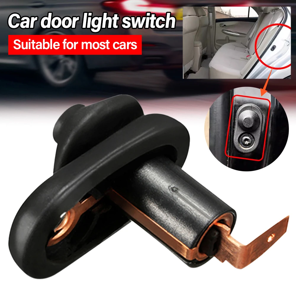 1/4Pcs Universal Car Door Courtesy Light Lamp Switch Button Black Plastic Metal Interior Panel Replacement 12V Easy Install