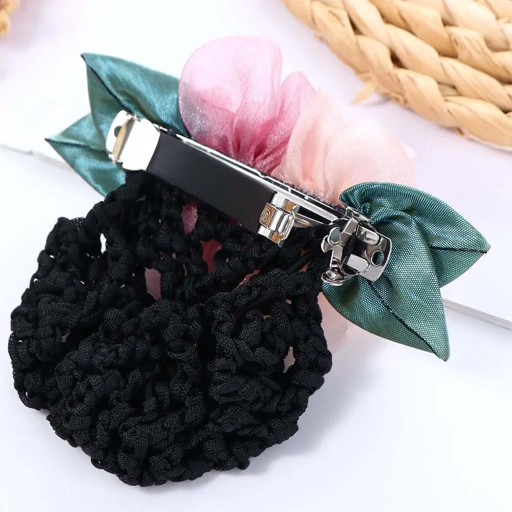 Gift For Mom Crystal Crochet Bank Staff Nurses Flower Bun Net Snood Korean Style Headdress Hair Accessories Women Hairpin