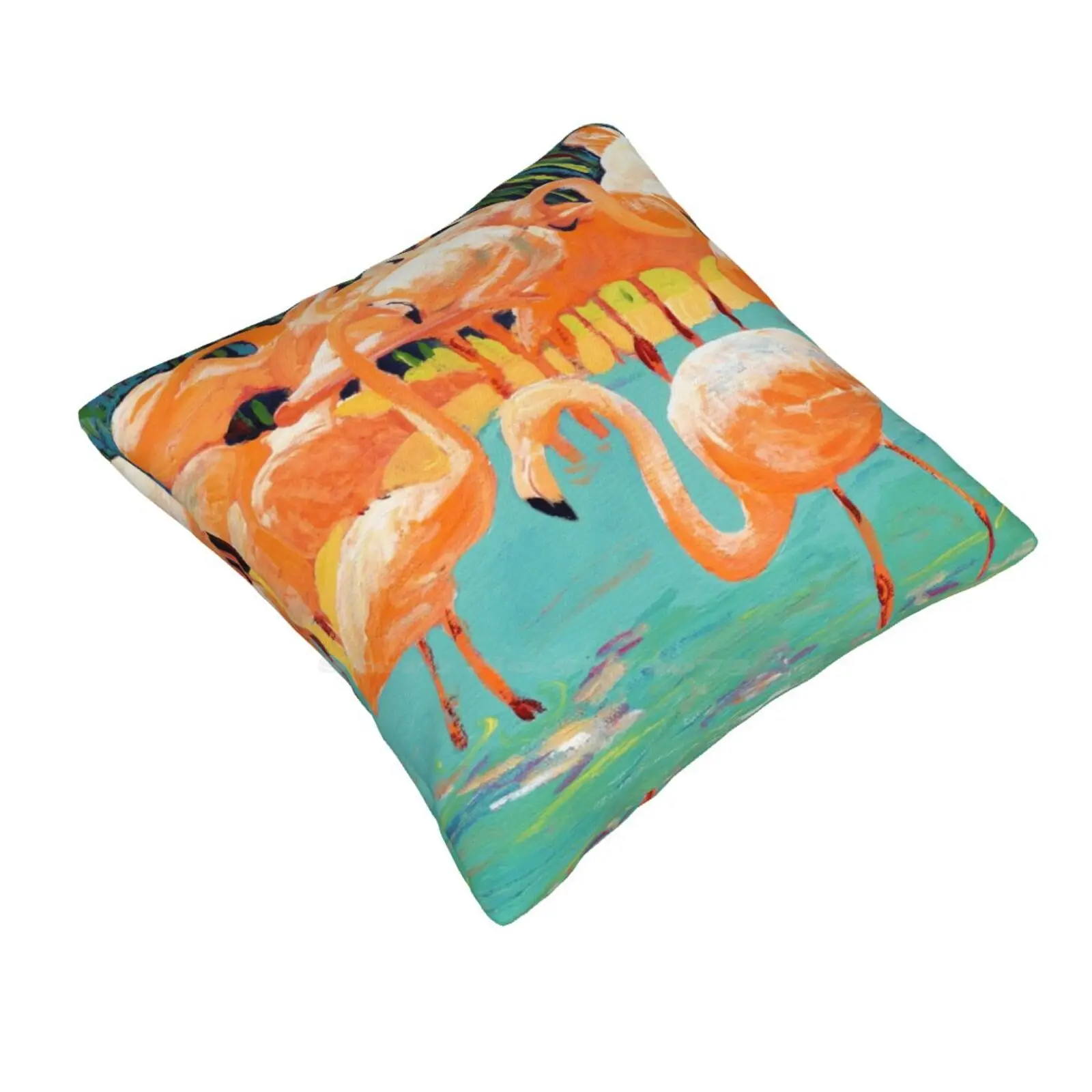 Bathing Beauty Flamingo'S Pillowslip Pillowcase Blues Greens Flamingos Oranges Reds Riccoboni Tropical Birds Zoo Migration Legs