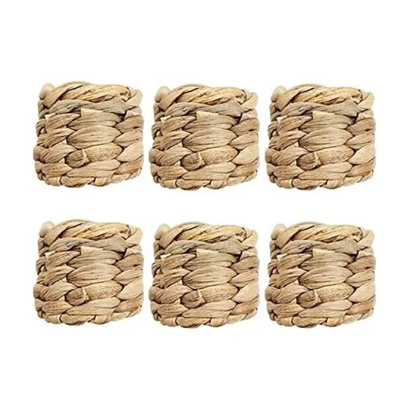 A78I 6 Piece Woven Napkin Rings Set, Rustic Napkin Rings, Handmade Napkin Rings, Natural Napkin Rings, for Table Decoration