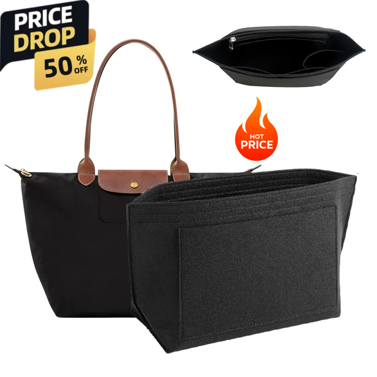 Изготовленная на заказ фетровая вставка-органайзер для Longchamp Le Pliage, разделитель для кошелька с карманами, идеальный рождественский подарок для любителей сумок, сумка