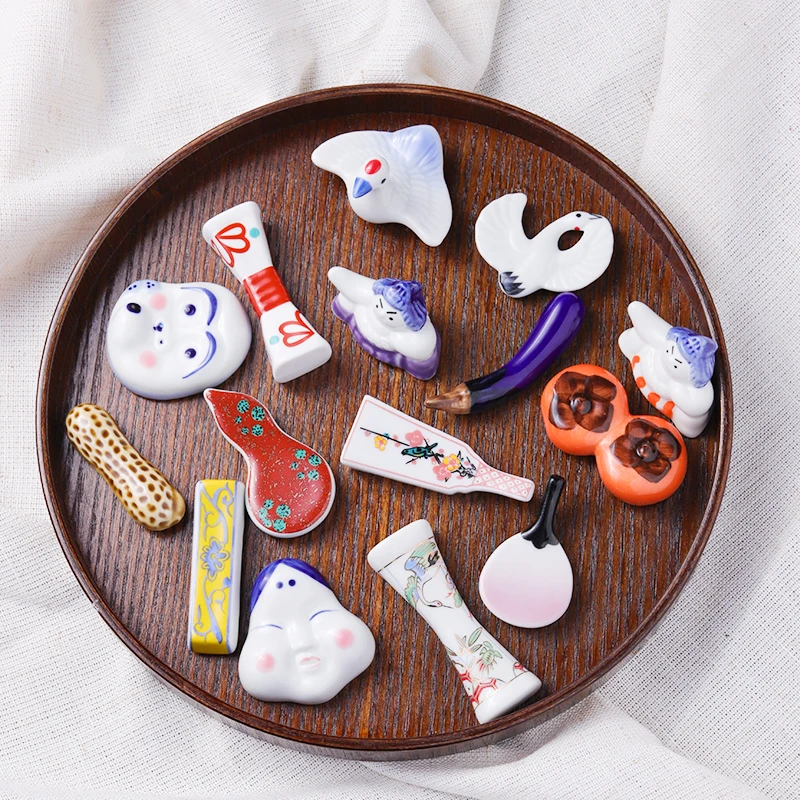 Soporte Creativo para Palillos de Cerámica, Estilo Japonés, Plato de Sushi con Dibujos Animados, Adornos Decorativos para el Hogar, Reposapalillos Vintage