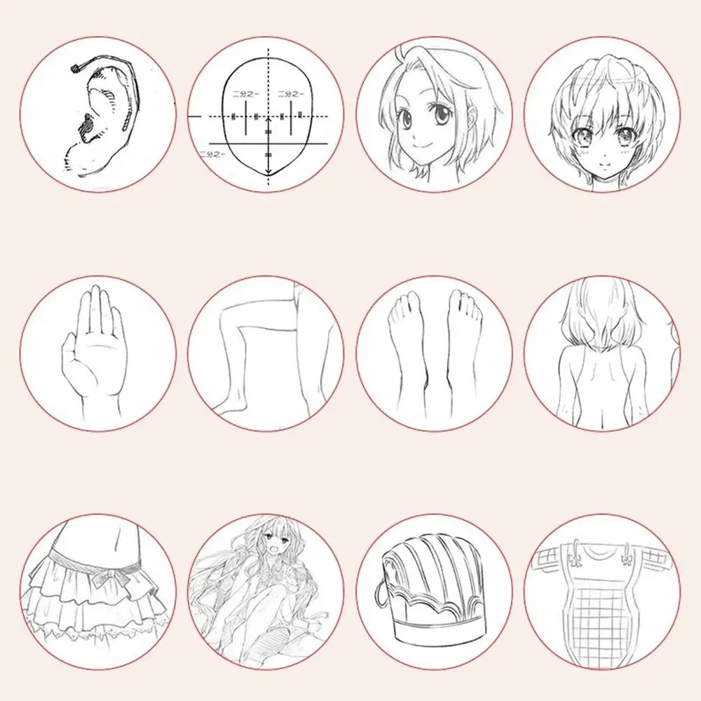 Anime Characters Hand Painted Tutorial Book Comics Girl Boy Practicing Line Draft Practice Books Learning Sketching