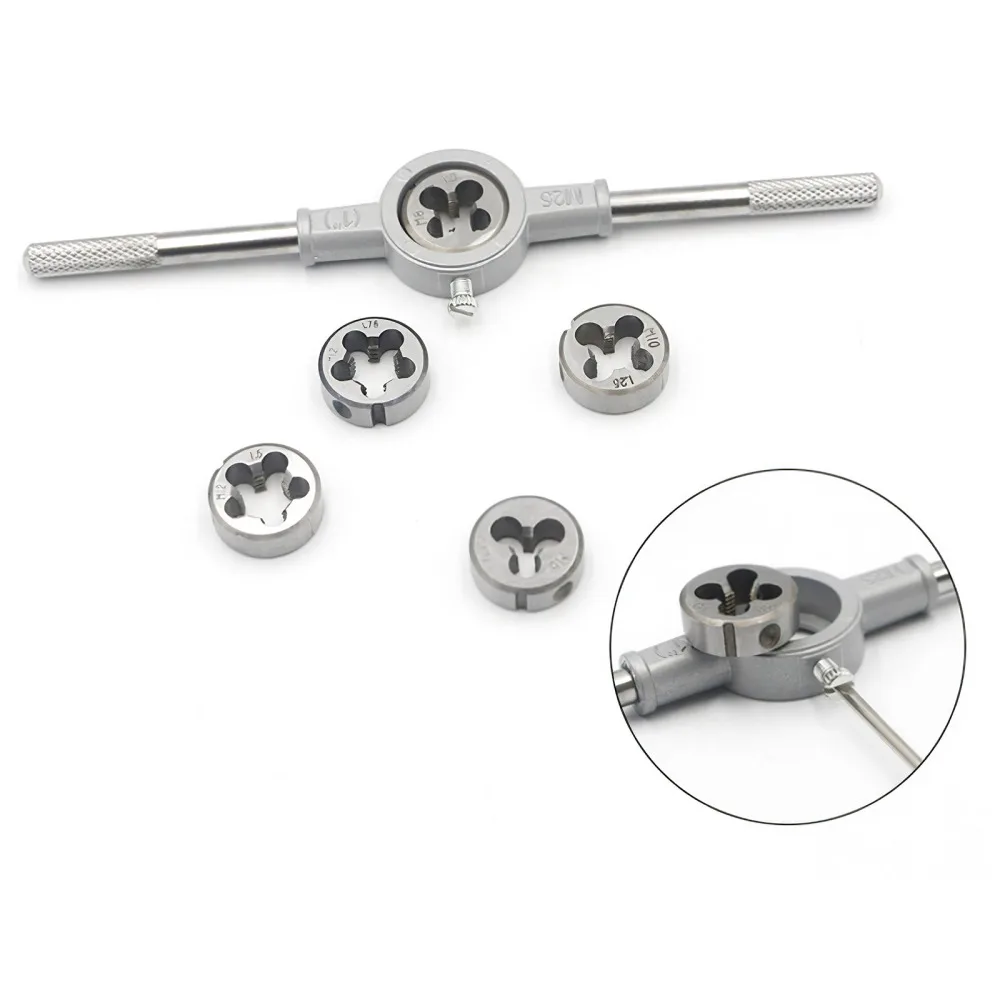 

8PC Tap Die Set Alloy Steel Hand Screw Taps Portable Woodworking Adjustable Taps Exquisite Dies Wrench Outdoor Dies Wrench Kit