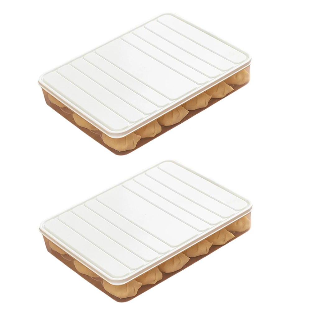 2PCS Square Plastic Storage Container for Dumpling Freezing and Refrigeration 29x23x5cm Stackable Airtight Box