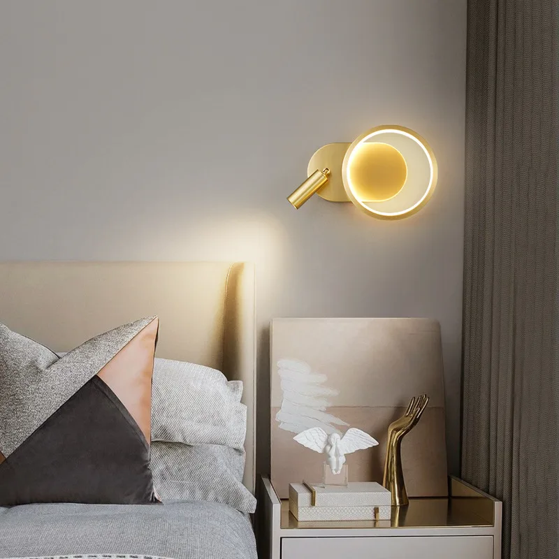 Nordic all copper wall lamp bedroom bedside lamp minimalist minimalist light luxury spotlight living room decoration wall lamp