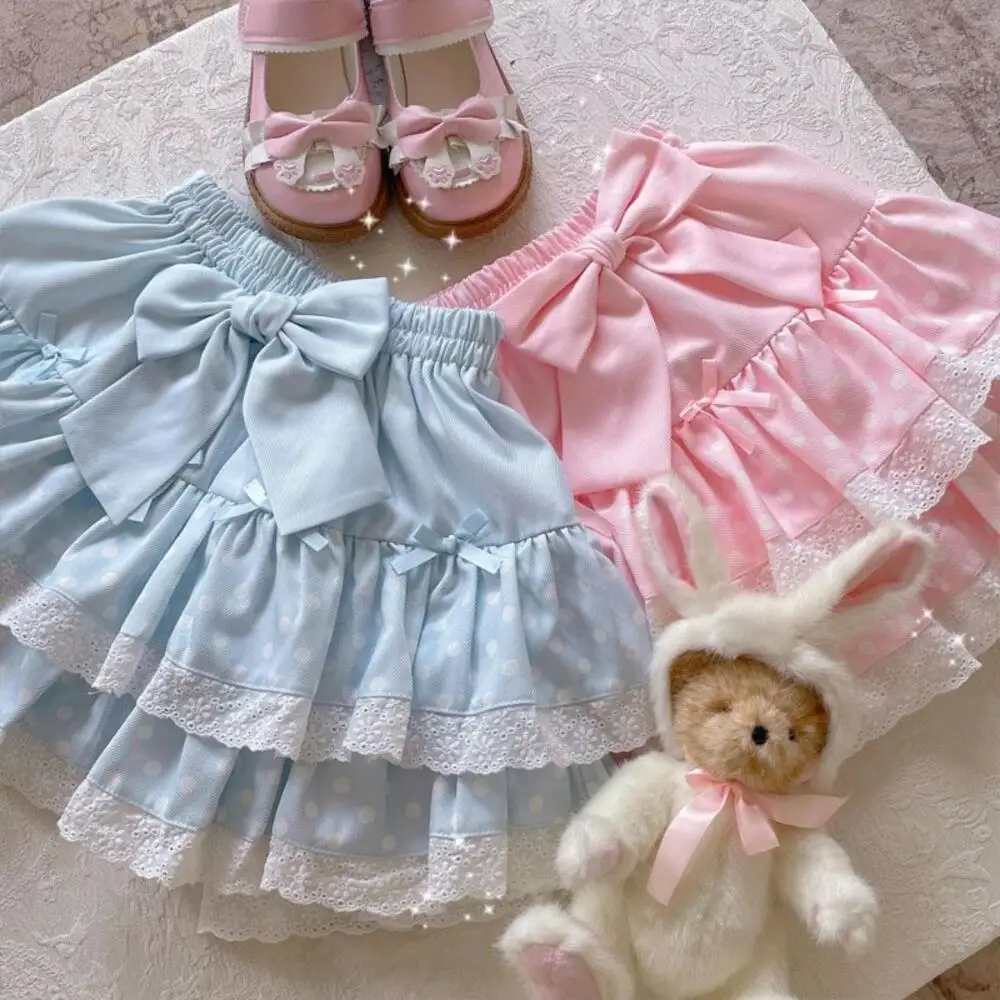 Kawaii Bow Cake Skirt Sweet Cute Lolita Style Princess Vintage Skirt Fashion Japanese Mini Skirts for Women Girls Y2K Skirt Gift