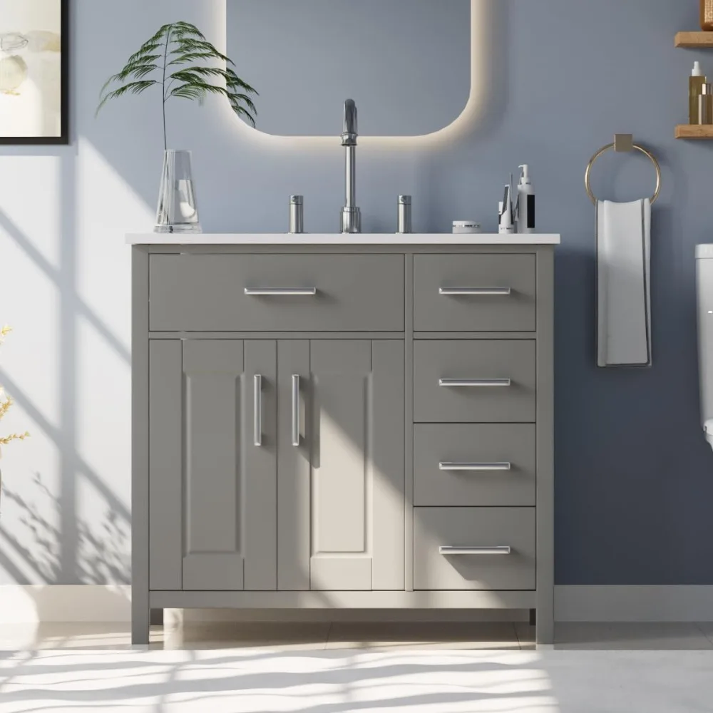 

36" Bathroom Vanity with Sink Combo, Modern Undermount Small Single Bathroom Cabinet Set, Includes 37" Countertop & Int