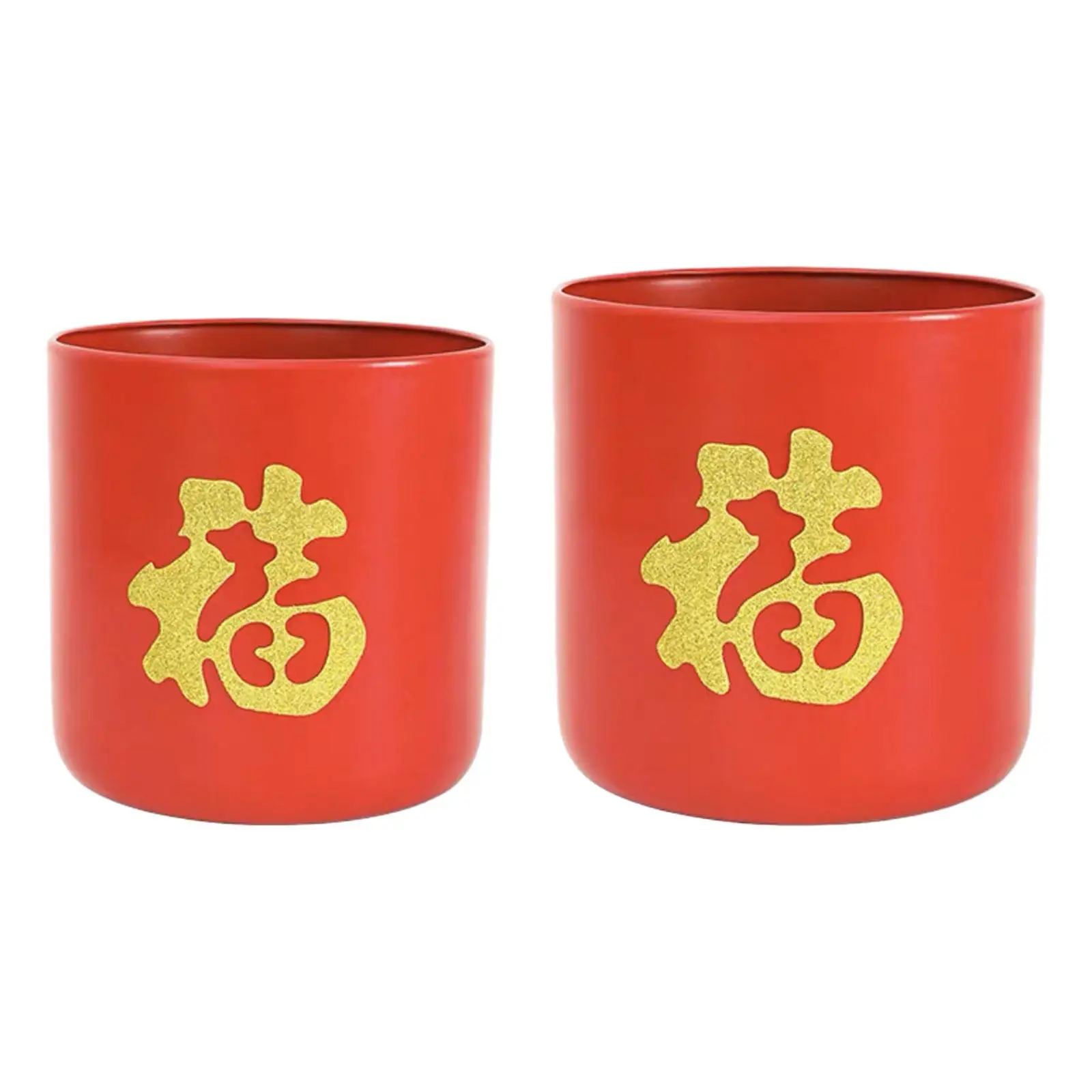 2x New Year Decoration Flower Pot Planter Pot Multipurpose Fu Character Vase Decor Table Decoration for Bedroom Living Room