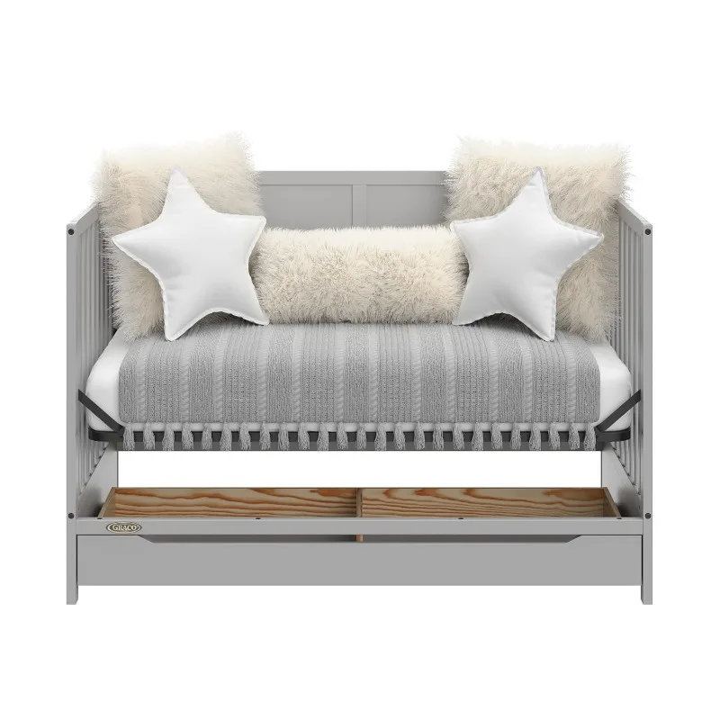 5-in-1 Convertible Crib with Drawer (Pebble Gray)