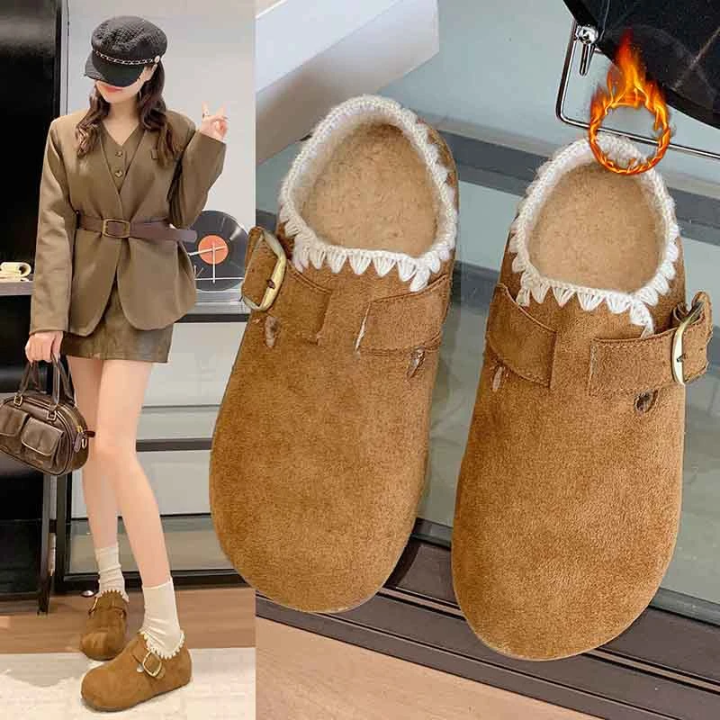 

2025 NEW Winter Hot New Women Fashionable and Best-selling Plush Shoes Fur Plush Flat Solid Footwear Warm Female Shoes