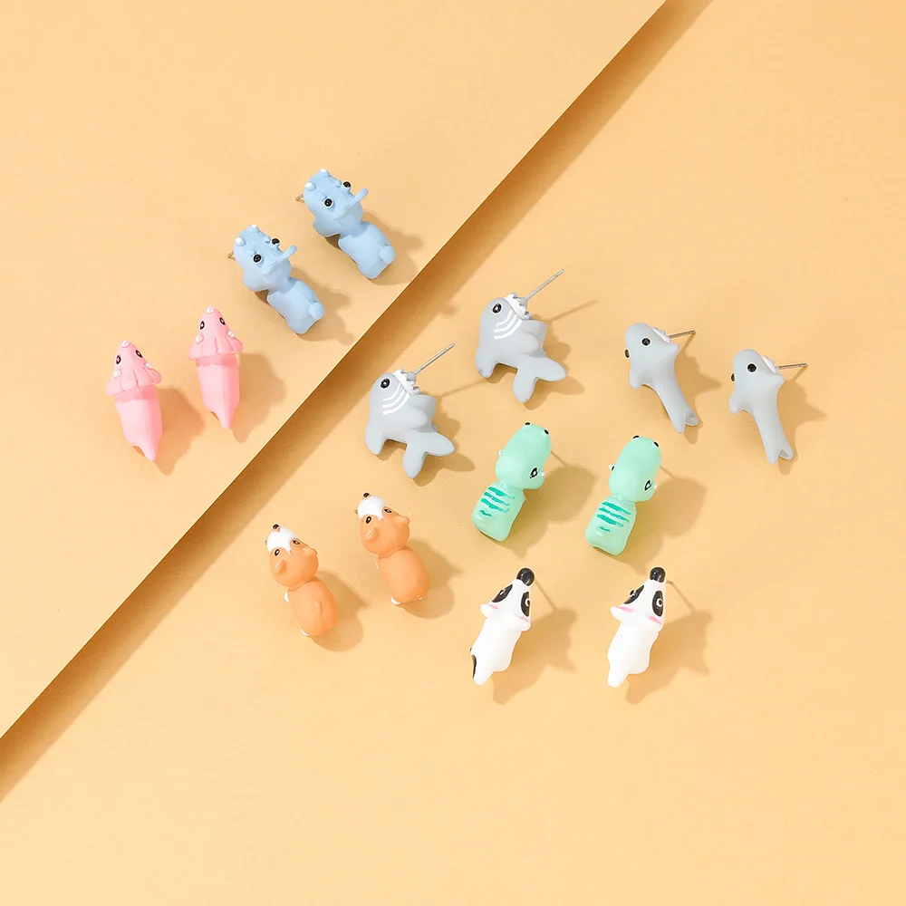 New Trend Fashion Cartoon  Animal Earrings Women Creative Personality Alloy Corgi Shark Studs Jewelry Gift 2022 Wholesale