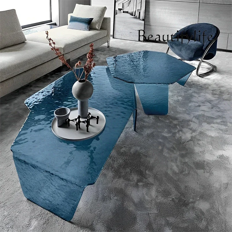 N44 Designer creative water ripple coffee table modern simple villa living room personality special-shaped combination high-end