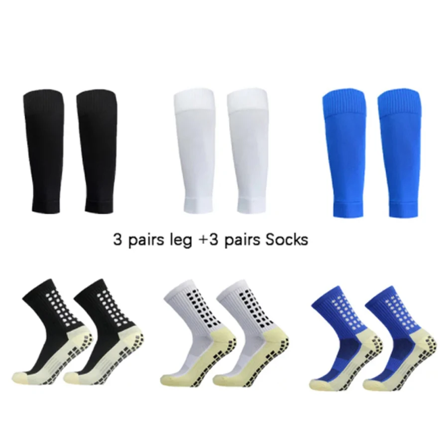 

3 Sets Non-Slip Sports Socks with Leg Covers Combination for Football Running Cycling Outdoor Calf Knee High Socks Set