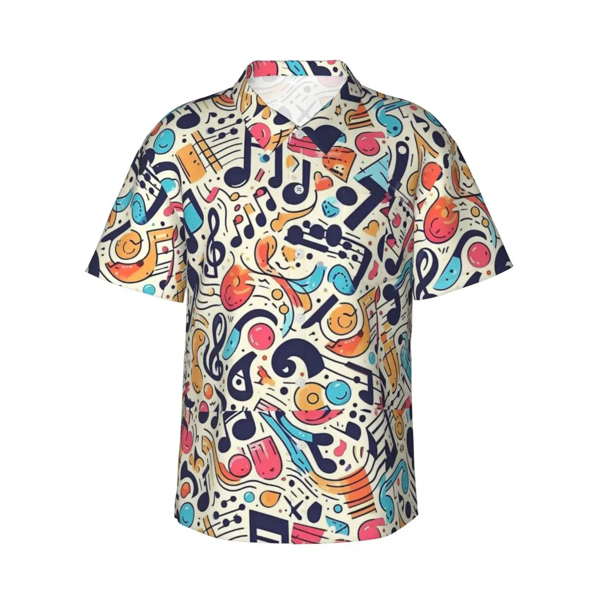 Music Note Colour Style Hawaiian Shirt Men Beach Casual Shirts Short Sleeve Streetwear Custom Retro Oversized Blouses