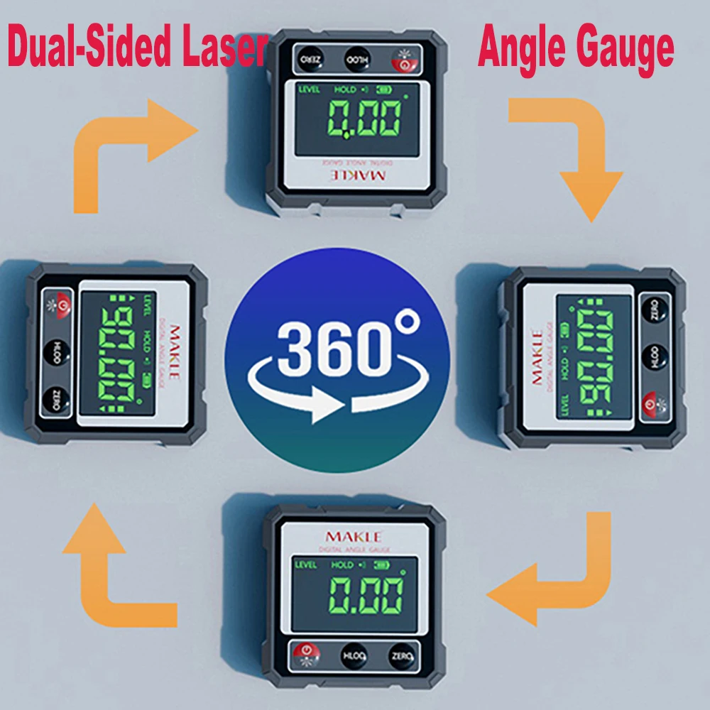 

Dual-Sided Laser Digital Level Inclinometer with Magnetic Base High-Precision Angle Measurement Tool for Woodworking