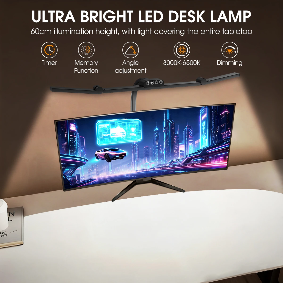 

Настольная лампа с зажимом, ультраяркая светодиодная настольная лампа Architect мощностью 24 Вт для домашнего офиса с атмосферным освещением, автоматическим затемнением и