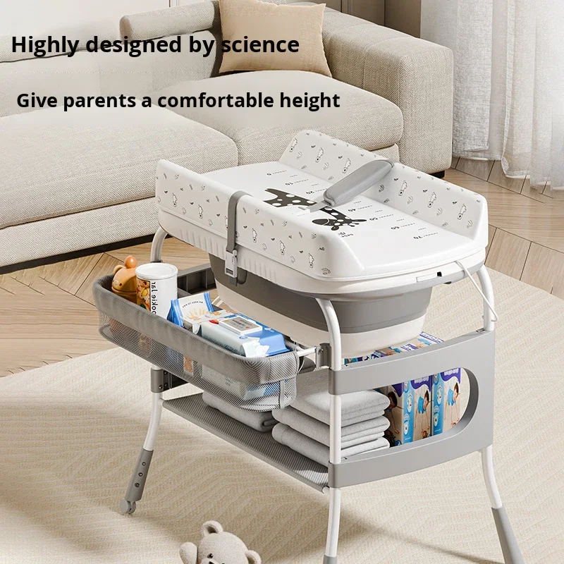 Two-in-One Baby Care Table Newborn Diaper Changing Table Multi-Function Foldable Massage Touch