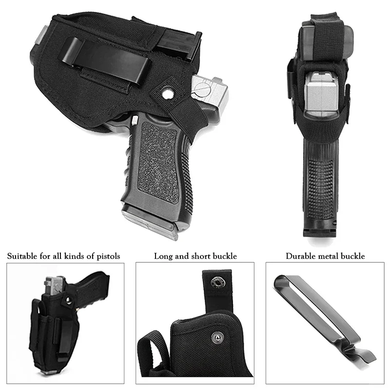 Coldre de arma ao ar livre com bolsa de bala, coldres ocultados, cinto, IWB, OWB, Airsoft Pistol Bag para todos os tamanhos Revólver, Glock 19