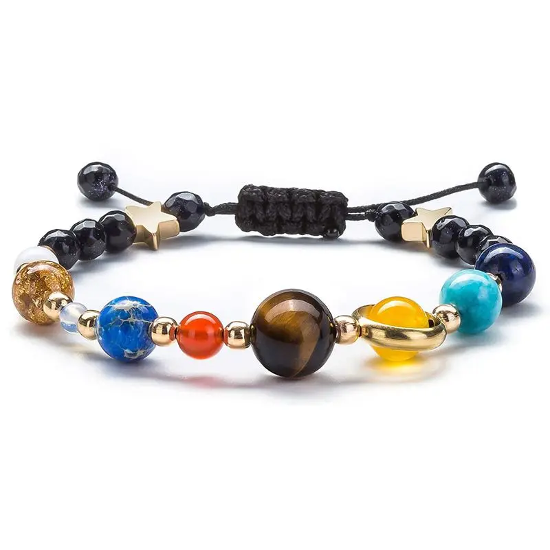 النساء الفتيات النظام الشمسي سوار الكون غالاكسي ثمانية الكواكب الجارديان ستار الحجر الطبيعي الخرز سوار الإسورة للرجال ، 2