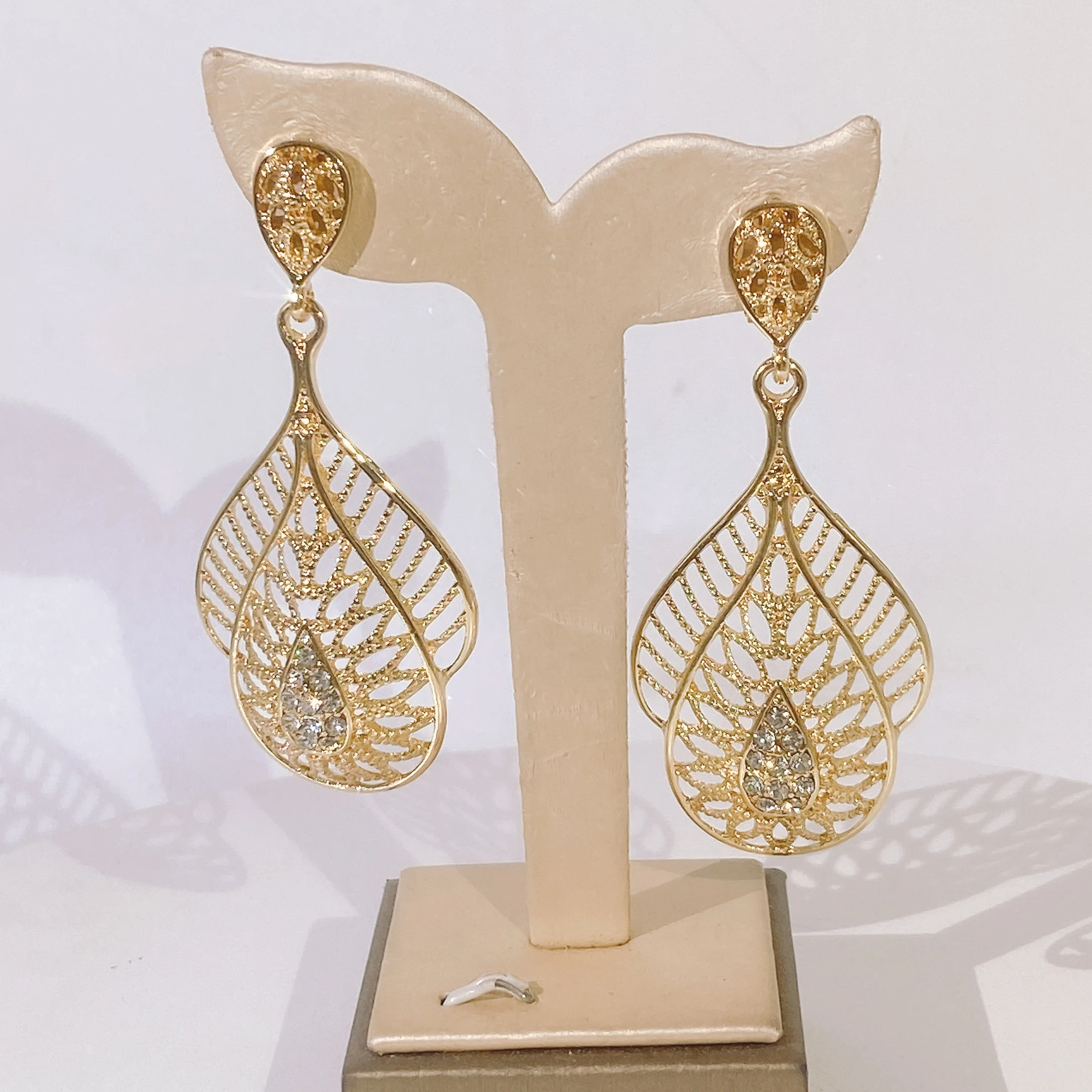 Sunspicems Chic Gold Color Long Women Earring Arabic Jewelry Hollow Tree Style Algeria Morocco Earring