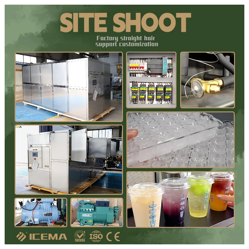 Commercial Industrial Ice Cube Maker Machine 5Ton Energy Saving 100kg Storage Include Compressor Motor Gear for Business Use view 3