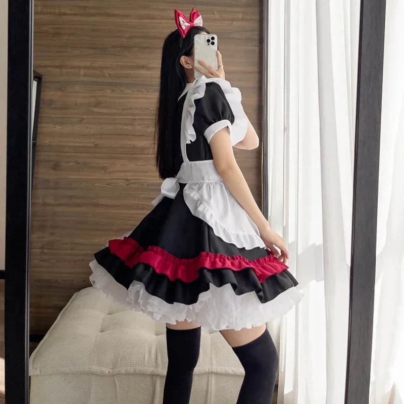 2025 New Anime Cosplay Maid Lolita Dress Women Sweet Love Lolita Dress Maid Cosplay Outfit Little Devil Fancy Dresses Hallowe AA