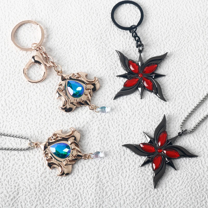 LLavero de juego figura de Anime Arlecchino Collar insignia colgante llaveros lindos llaveros con incrustaciones de diamantes de imitación The Knave accesorios de Cosplay