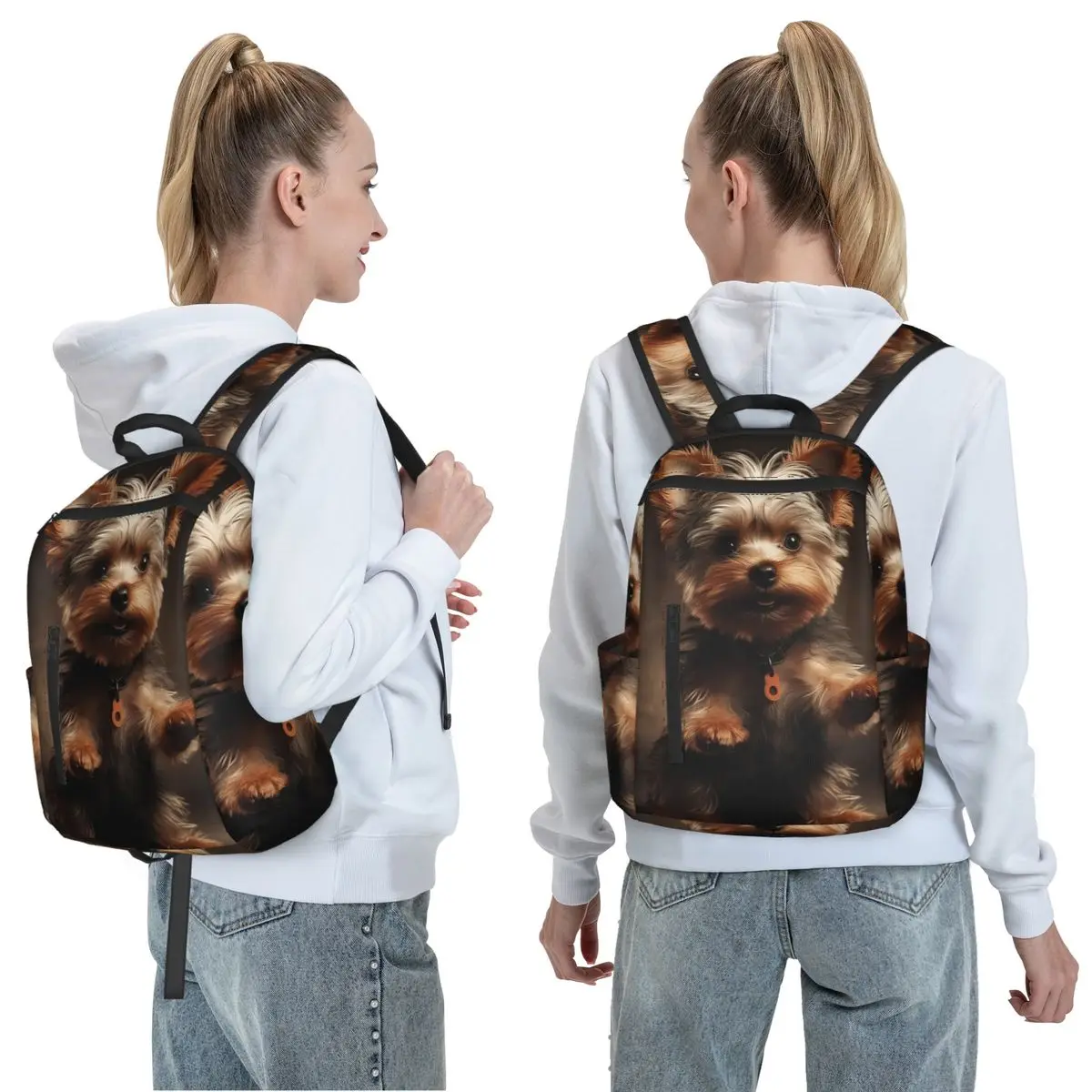 Yorkshire Terrier Dog Being Cute Backpack Daypack Large Capacity Children BookBag School Bag Shoulder Bags for Men Women
