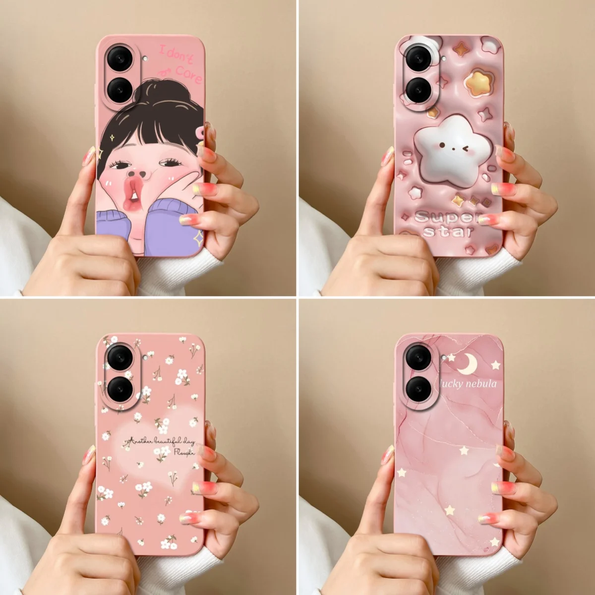 For Xiaomi Poco C71 Case 6.88 inches Cute Girl Star Pattern Liquid Silicone Advanced Anti Drop Anti Fingerprint Protection Cover