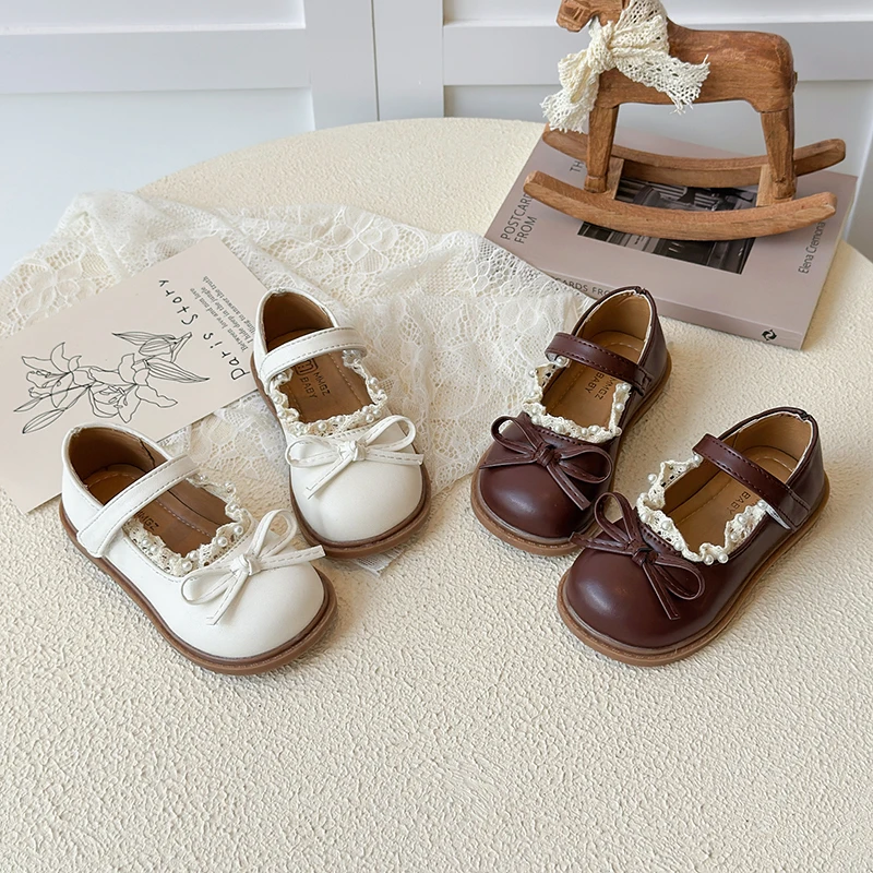 

Girls Bowknot Princess Leather Shoes Sweet Bowknot Children Lace Flat Shoes Fashion Spring Autumn New Kids Causal Party Shoes