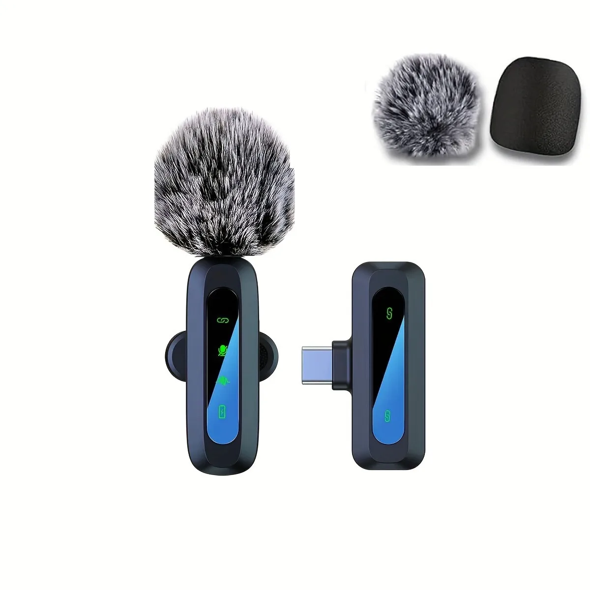 Lavalier Wireless Microphone 70mAh Rechargeable Battery Clip-On Podcast Mic for Streaming Vlogging Voice Recording Plug & Play