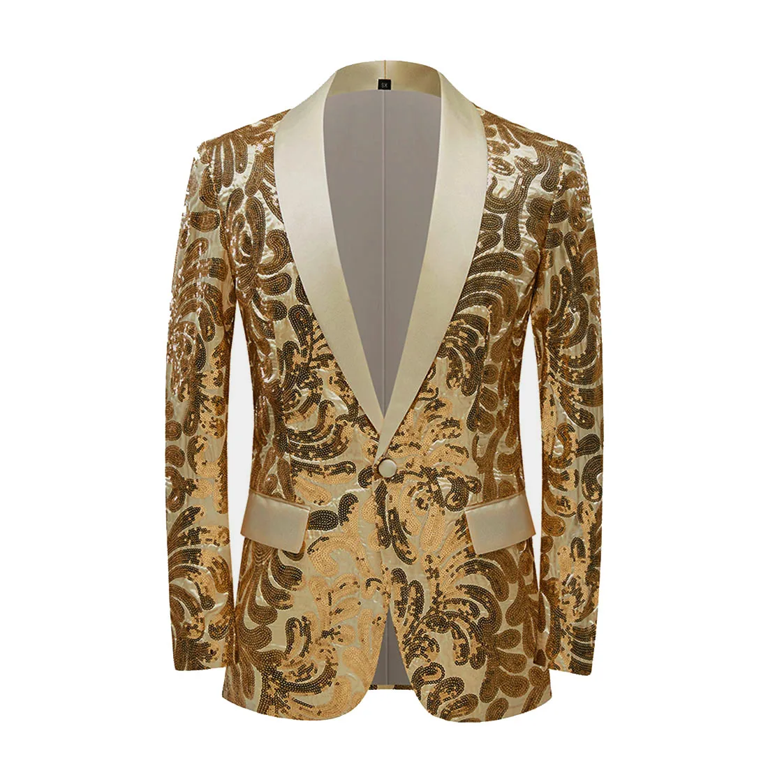 

HOO 2024 Men's Golden Retro Pattern Sequin Fashion blazer Stage Performance Photo Studio Photography blazer