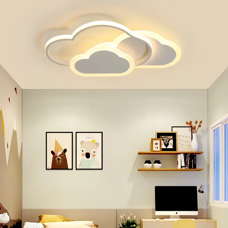 Led Ceiling Lamp for Children Kid Girls Room Bedroom Cloud Ceiling Light Heart Shape Pink Child Kid Chandelier Lustre Luminária